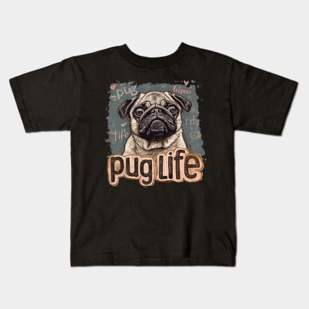 pug life Kids T-Shirt by peterdoraki